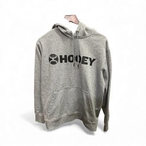 HOOEY Men’s Heather Grey Lock-Up Logo Graphic Hooded Sweatshirt Size M